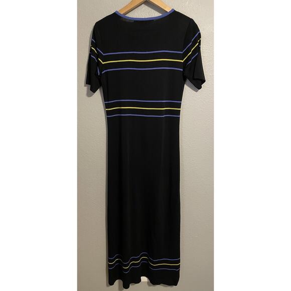 Exclusively Misook Womens Maxi Dress Size Small Black Striped Office Modern - Picture 2 of 7